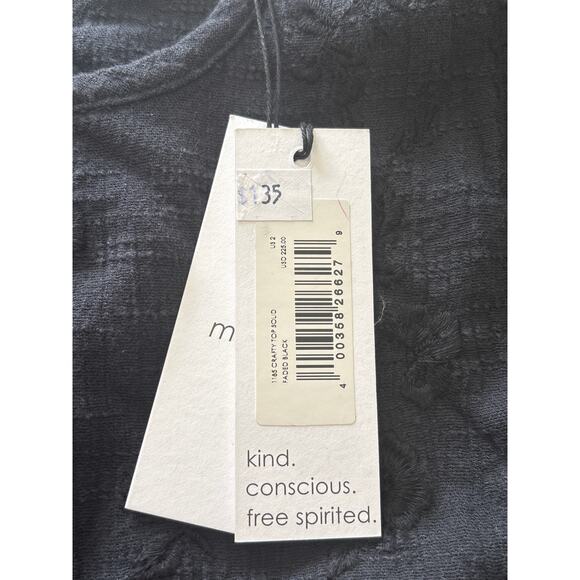 Unsubscribed Women Size 2 Black Smocked Peplum Floral Boho Sleeve Short Blouse - Picture 4 of 13